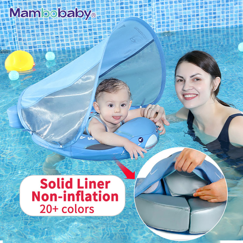 Newborn Non-Inflatable Baby Swimming Float with Canopy