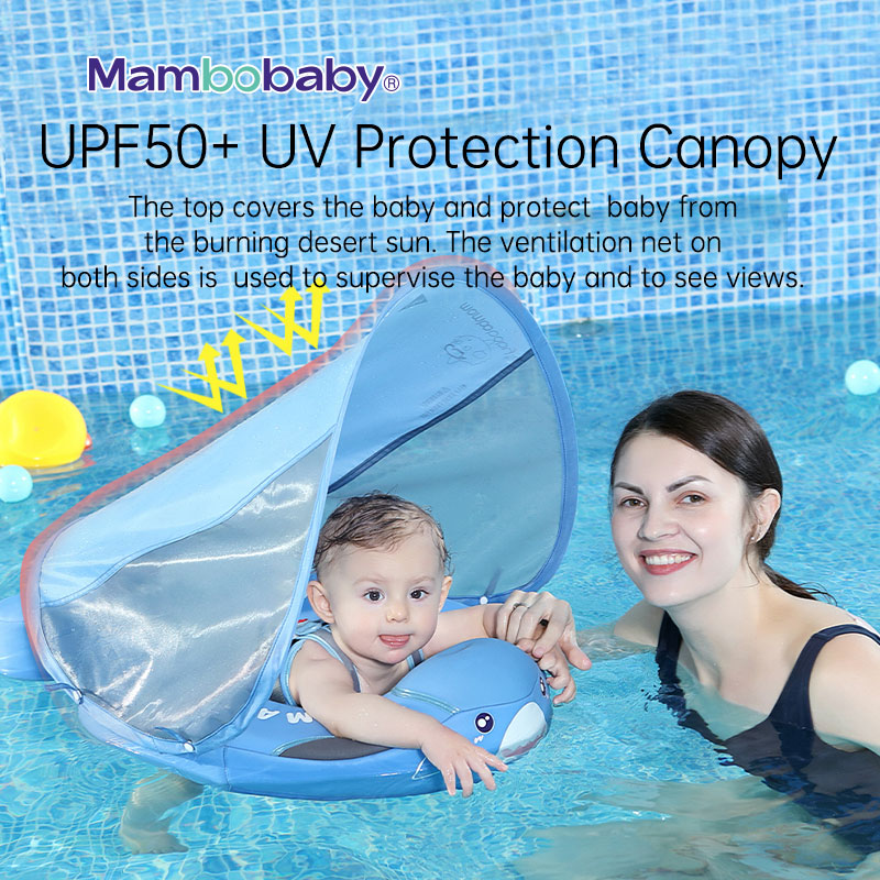 Newborn Non-Inflatable Baby Swimming Float with Canopy