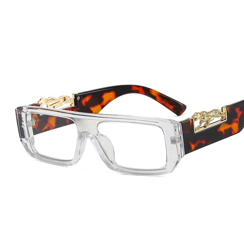 Rectangle Leopard Figure Sunglasses - Unisex